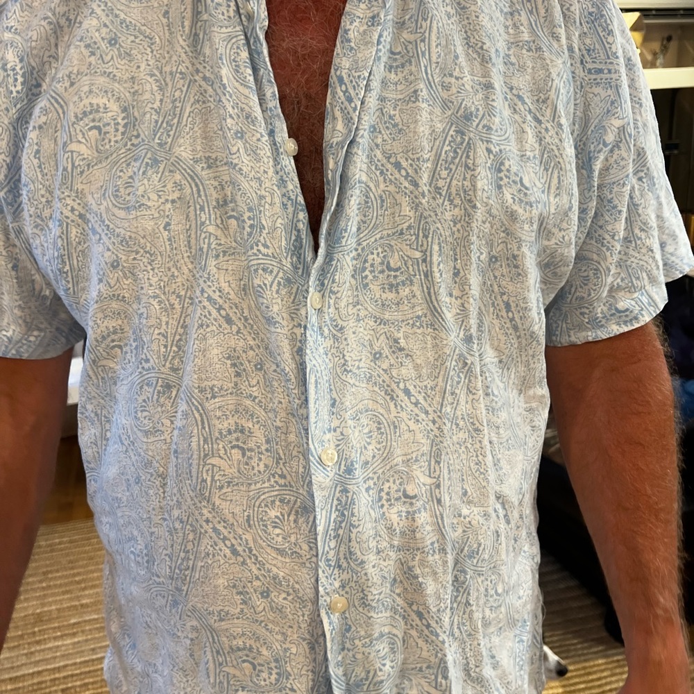 Natural Blue by Visitor light cotton short sleeves shirt xxl